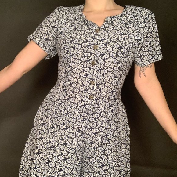 SOLD New York Style Vintage Jumpsuit Romper Floral - Picture 1 of 7